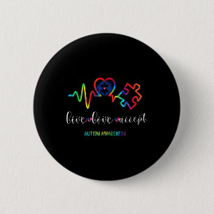 Live Love Accept Autism Awareness 1  6 Cm Round Badge