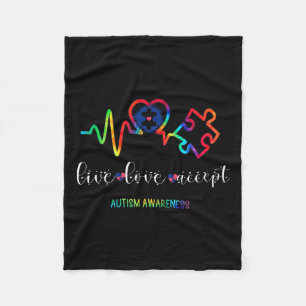 Live Love Accept Autism Awareness 1 Fleece Blanket