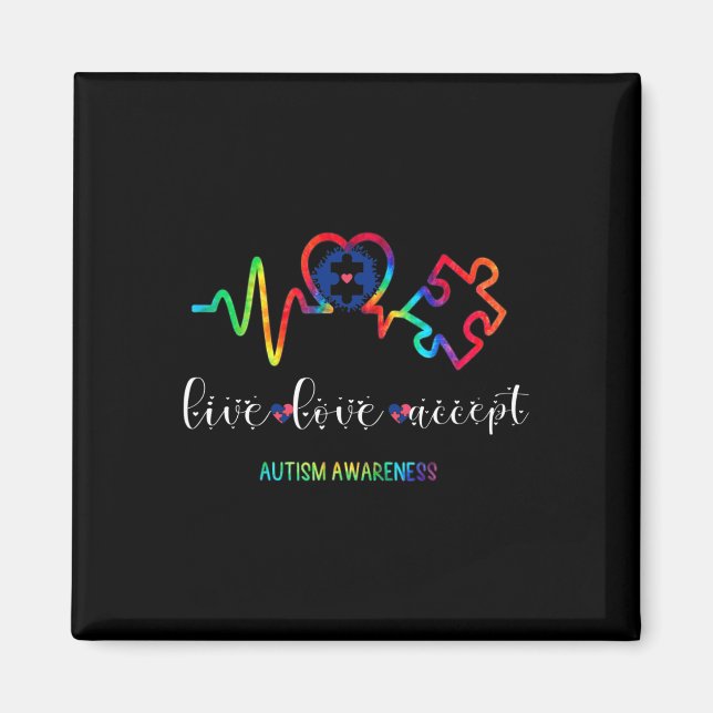 Live Love Accept Autism Awareness 1  Magnet (Front)