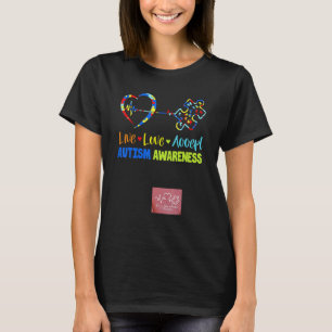 Live Love Accept Autism Awareness 3 T-Shirt