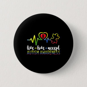 Live Love Accept Autism Awareness 6 Cm Round Badge