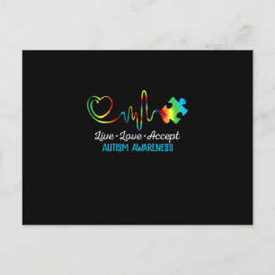 Live Love Accept Autism Awareness Announcement Postcard