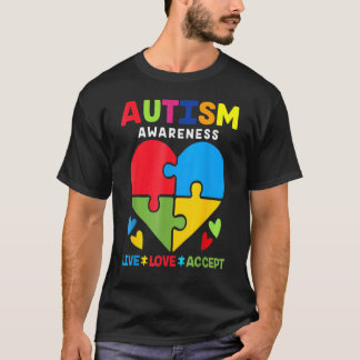 Live Love Accept Autism Awareness Dad Mum Autism H T-Shirt