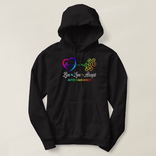 Live Love Accept Autism Awareness Hoodie (Design Front)