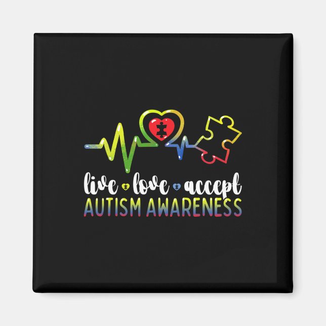 Live Love Accept Autism Awareness  Magnet (Front)