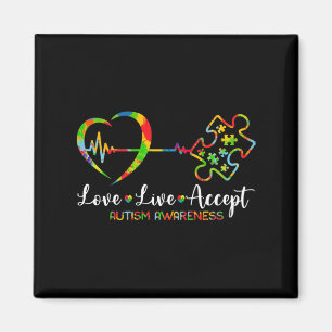 Live Love Accept Autism Awareness Men Women Kids G Magnet