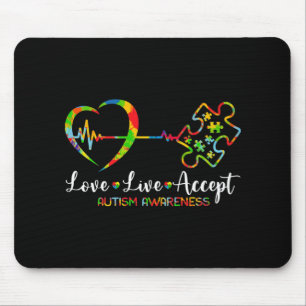 Live Love Accept Autism Awareness Men Women Kids G Mouse Mat