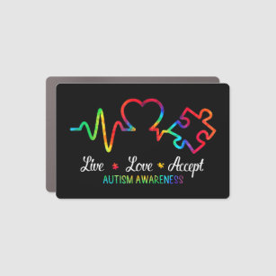 Live Love Accept Autism Awareness Month Shirt, Hea Car Magnet