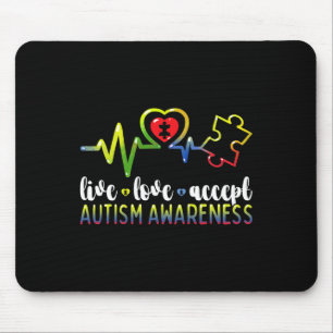 Live Love Accept Autism Awareness Mouse Mat
