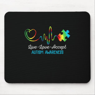 Live Love Accept Autism Awareness Mouse Mat