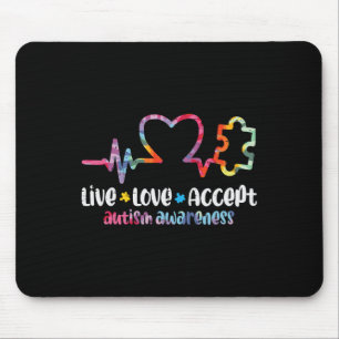 Live Love Accept Autism Awareness Mum Dad Men Wome Mouse Mat