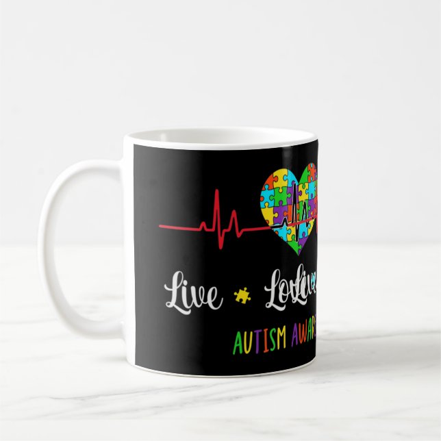 Live Love Accept Autism Awareness Mum,Show love to Coffee Mug (Left)