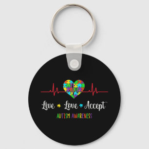 Live Love Accept Autism Awareness Mum,Show love to Key Ring