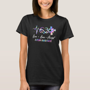 Live Love Accept Autism Awareness Puzzle Infinity T-Shirt