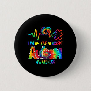 Live Love Accept Autism Awareness Support Acceptan 6 Cm Round Badge