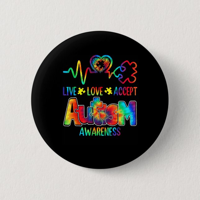 Live Love Accept Autism Awareness Support Acceptan 6 Cm Round Badge (Front)