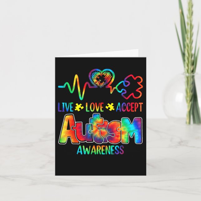 Live Love Accept Autism Awareness Support Acceptan Card (Front)