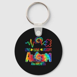 Live Love Accept Autism Awareness Support Acceptan Key Ring