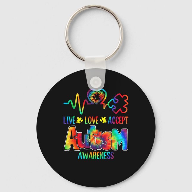 Live Love Accept Autism Awareness Support Acceptan Key Ring (Front)
