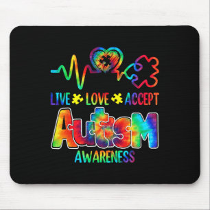 Live Love Accept Autism Awareness Support Acceptan Mouse Mat