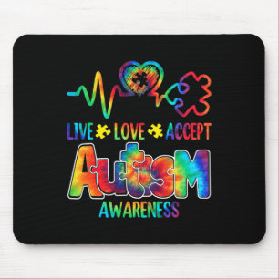 Live Love Accept Autism Awareness Support Acceptan Mouse Mat