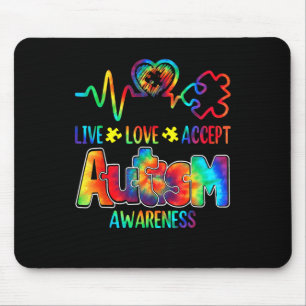 Live Love Accept Autism Awareness Support Acceptan Mouse Mat