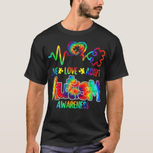 Live Love Accept Autism Awareness Support Acceptan T-Shirt
