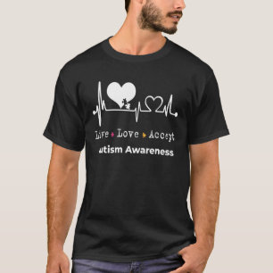 Live Love Accept Autism Awareness Tie Autism Mum T-Shirt