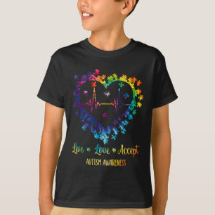 Live Love Accept Autism Awareness Tie Dye Autism H T-Shirt