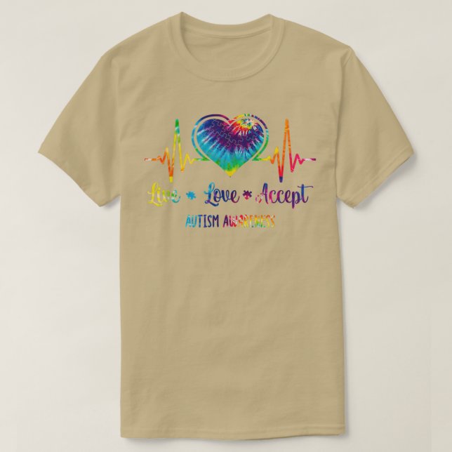 Live Love Accept Autism Awareness Tie Dye Autism H T-Shirt (Design Front)