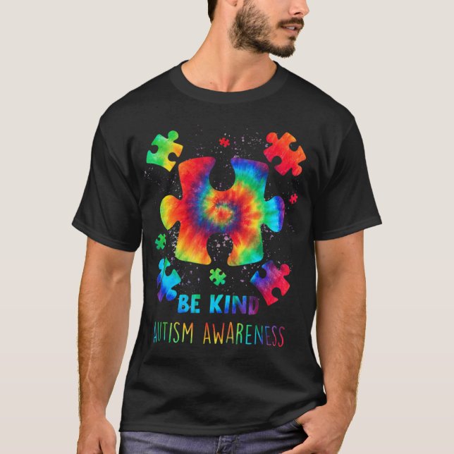 Live Love Accept Autism Awareness Tie Dye Autism M T-Shirt (Front)