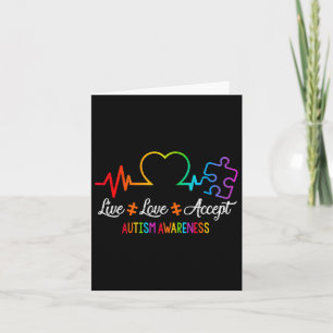 Live Love Accept Autism Awareness Tie Dye Puzzle H Card