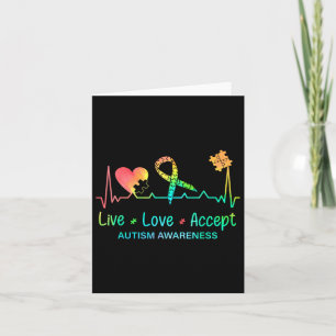Live Love Accept Autism Month Tie Dye Men Women Ki Card