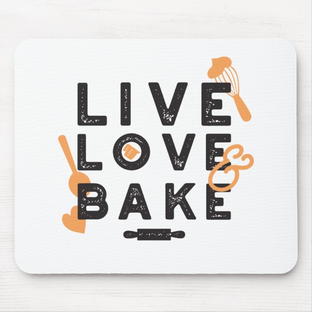 Live Love Bake Cute Baker Life Quotes I Mouse Mat (Front)