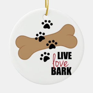 Live Love Bark Ceramic Tree Decoration