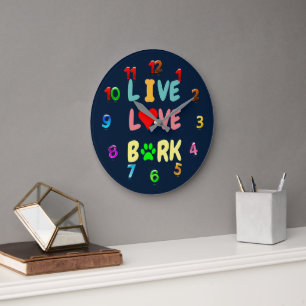 live love bark large clock