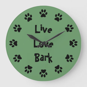 Live Love Bark Paw Prints Wall Clock