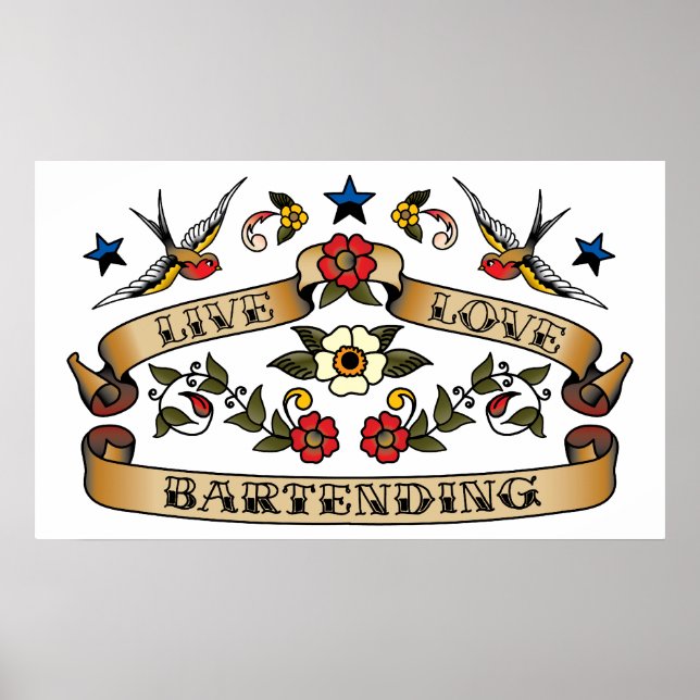 Live Love Bartending Poster (Front)