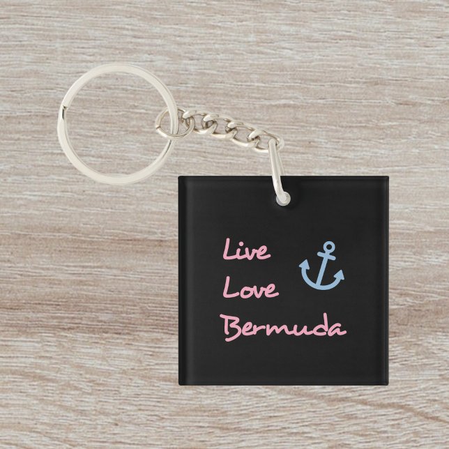 Live Love Bermuda Script Text with Anchor Dark Key Ring (Creator Uploaded)