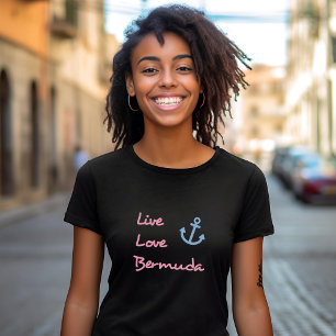 Live Love Bermuda Script Text with Anchor Dark T-Shirt