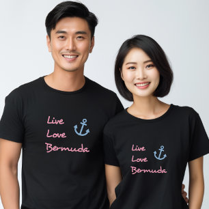 Live Love Bermuda Script Text with Anchor Dark T-Shirt