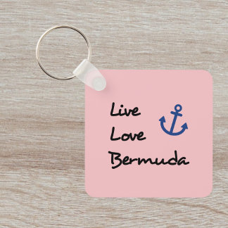 Live Love Bermuda Script Text with Anchor Key Ring