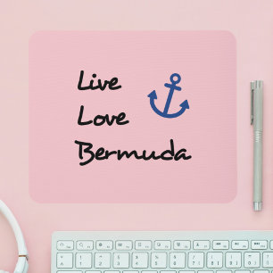 Live Love Bermuda Script Text with Anchor Mouse Mat