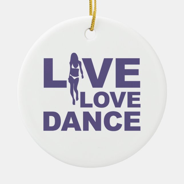 Live Love Dance Ceramic Tree Decoration (Front)