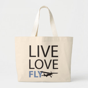 Live Love Fly Large Tote Bag