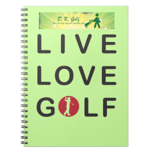 Live Love Golf Golfing Red Black DKGolf Notebook