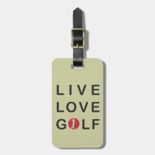 Live Love Golf Golfing Red Black Luggage Tag