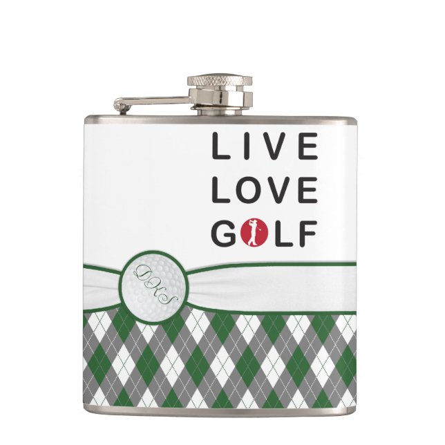 Live love golf hip  flask. flask (Front)