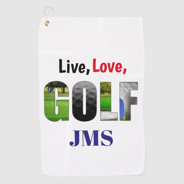 Live Love Golf Monogram Golf Towel (Front)