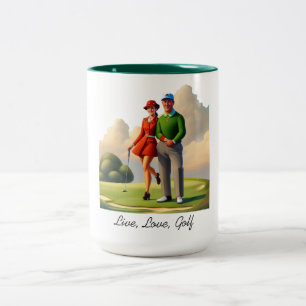 Live, Love, Golf  Two-Tone Coffee Mug